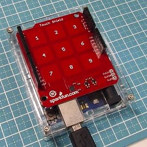 Sparkfun Touch Shield attached to the Arduino Uno