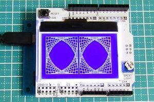 写真2、バックライト付き透過型液晶を使ったArduinoのシールドの例