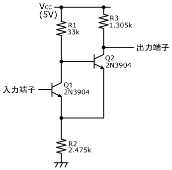 図62、表16の要求仕様と表11の設計式から設計されたシュミットトリガ回路(設計例2)