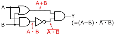 図4、式(7)より作成した、図1のXOR回路に等価な回路