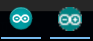 図3、タスクバー上のArduino IDE 1.6.9のアイコン(左)とArduino IDE 1.6.10のアイコン(右)