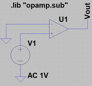 図8、opampの周波数特性を測るための回路