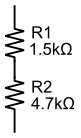 図5、2つの抵抗の直列回路