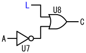 図28、図27の回路からU1、U3、U6の3つのNOT回路を省いた回路