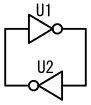 図44、2つのNOT回路を環状に接続した回路