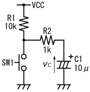 図18、図17の回路から、R1、SW1、R2およびC1の4つの部品を取り出した回路