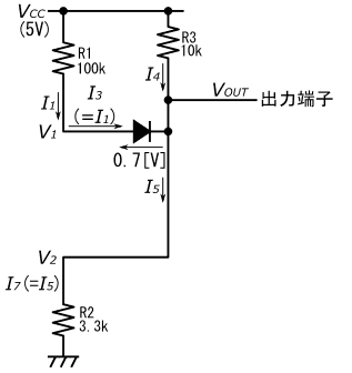 図51(再掲)、Q2が飽和領域にある事を利用して図50の回路をさらに簡略化した等価回路