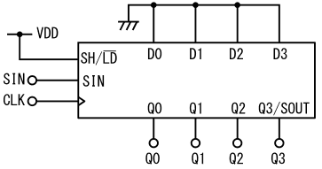 図34、4ビットのシリアル-パラレル変換回路