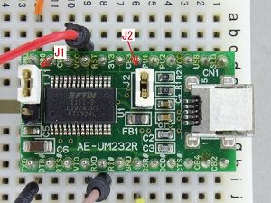 写真4、FT232RL USBシリアル変換モジュールのジャンパピンの設定