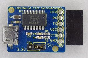 写真5、FTDI USBシリアル変換アダプター(5V/3.3V切り替え機能付き