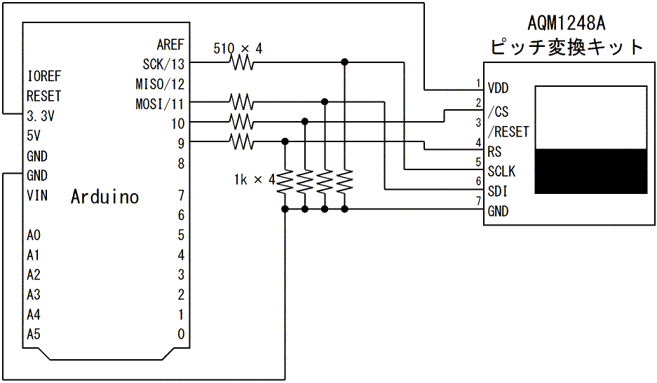 図5、AQM1248Aの動作テスト回路