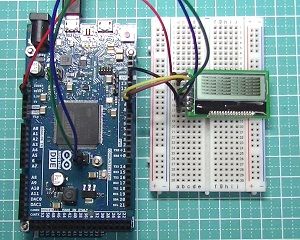 写真7、Arduino DueとAQM1248Aを直結した例(ハードウェアSPI)