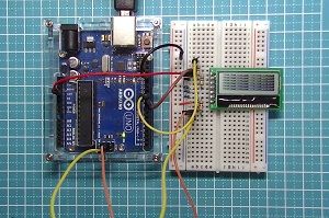写真11、Arduino UnoとAQM1248Aを抵抗分圧型レベル変換回路で接続した例(ハードウェアSPI)