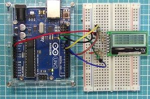 写真13、Arduino UnoとAQM1248Aを抵抗分圧型レベル変換回路で接続した例(ソフトウェアSPI)