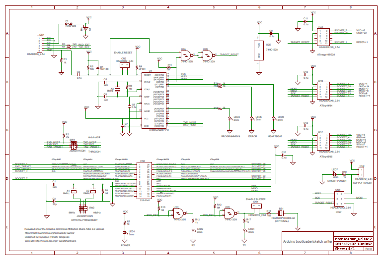 図1、ブートローダ/スケッチライタの回路図