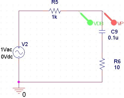 図17、位相補償回路をPSpiceで解析したときの回路図