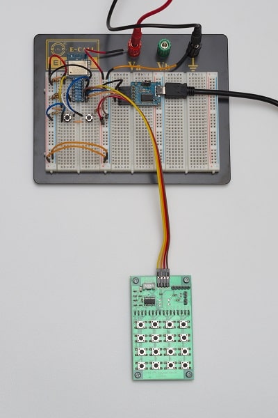 写真9、ESP-WROOM-02でキーパッドを使うテスト回路(全体)