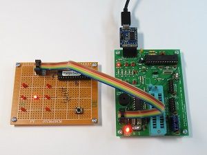 写真34、Arduino用ブートローダ/スケッチライタとターゲット基板の結線