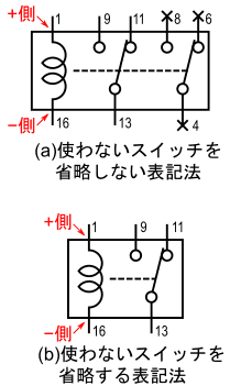 図16、941H-2C-5Dを1回路のリレーとして使う場合のピン割り当て(その3)