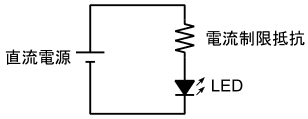 図19、電流制限抵抗を用いたLEDの点灯回路
