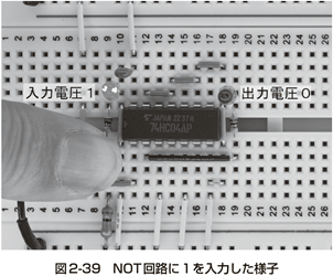 図13、NOT回路に1を入力した様子