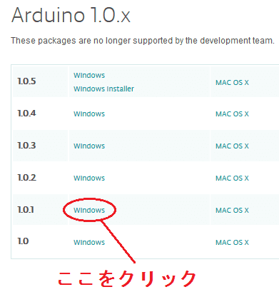 図32、Arduino IDE 1.0.1をダウンロード