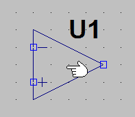 図71、opamp_idealにマウスカーソルを重ねてマウスカーソルが手の形になった状態